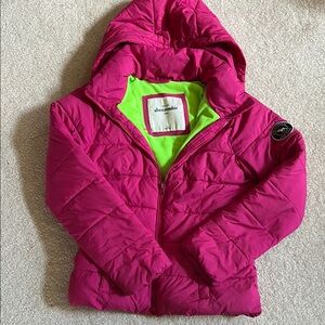 Abercrombie & Fitch Vibrant Pink and Green Quilted Puffer
